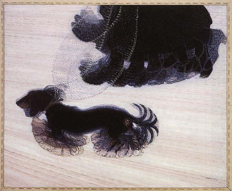 With a chain holding the dog s dynamic, giacomo balla
